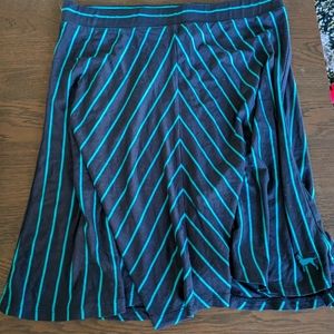 A line skirt on dark blue and aqua